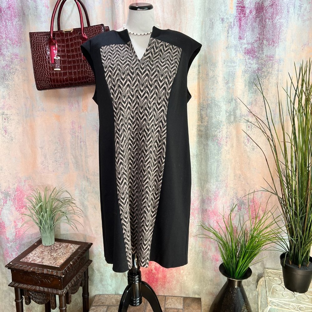 📌connected Woman Colorblock Sleeveless Plus Size Sheath Dress